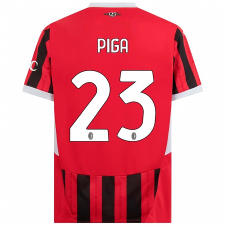 Kandiny Gyermek Julie Piga #23 Piros Fekete Hazai Jersey 2024/25 Mez Póló Ing