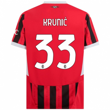 Kandiny Gyermek Rade Krunic #33 Piros Fekete Hazai Jersey 2024/25 Mez Póló Ing