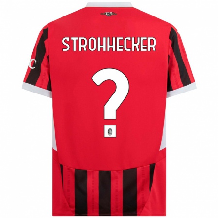 Kandiny Gyermek Riccardo Strohhecker #0 Piros Fekete Hazai Jersey 2024/25 Mez Póló Ing