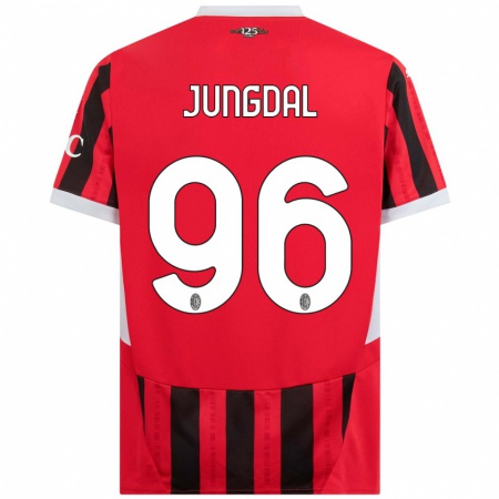 Kandiny Gyermek Andreas Jungdal #96 Piros Fekete Hazai Jersey 2024/25 Mez Póló Ing