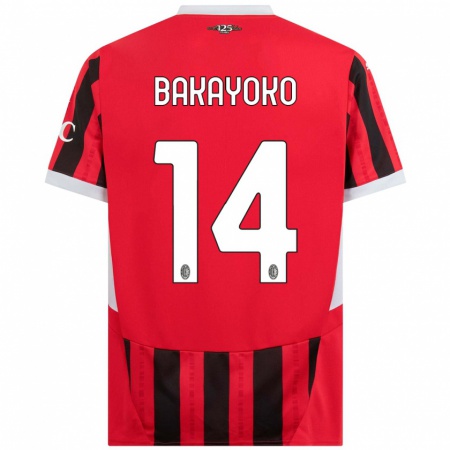 Kandiny Gyermek Tiemoue Bakayoko #14 Piros Fekete Hazai Jersey 2024/25 Mez Póló Ing