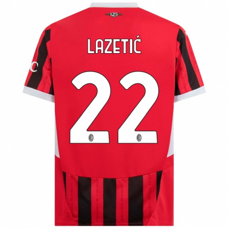 Kandiny Gyermek Marko Lazetic #22 Piros Fekete Hazai Jersey 2024/25 Mez Póló Ing