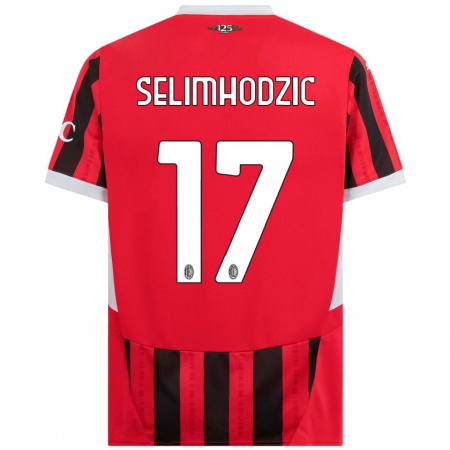 Kandiny Gyermek Noa Selimhodzic #17 Piros Fekete Hazai Jersey 2024/25 Mez Póló Ing