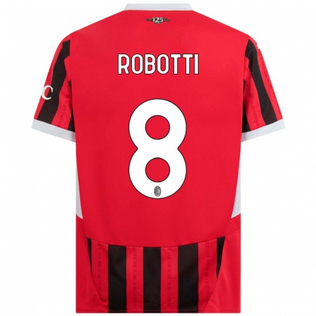 Kandiny Gyermek Giovanni Robotti #8 Piros Fekete Hazai Jersey 2024/25 Mez Póló Ing