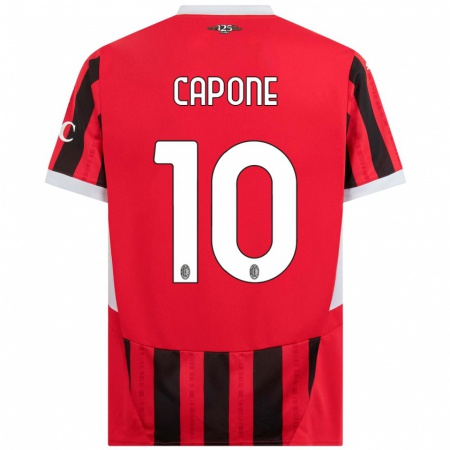 Kandiny Gyermek Andrea Capone #10 Piros Fekete Hazai Jersey 2024/25 Mez Póló Ing