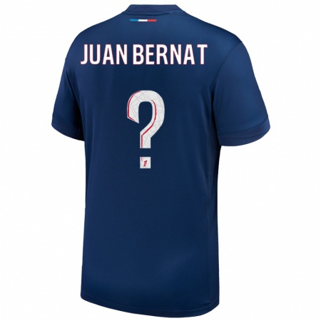 Kandiny Gyermek Juan Bernat #0 Sötétkék Fehér Hazai Jersey 2024/25 Mez Póló Ing