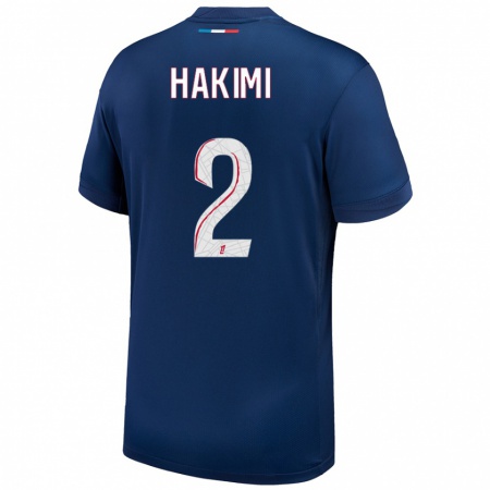 Kandiny Gyermek Achraf Hakimi #2 Sötétkék Fehér Hazai Jersey 2024/25 Mez Póló Ing