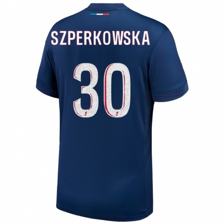 Kandiny Gyermek Oliwia Szperkowska #30 Sötétkék Fehér Hazai Jersey 2024/25 Mez Póló Ing