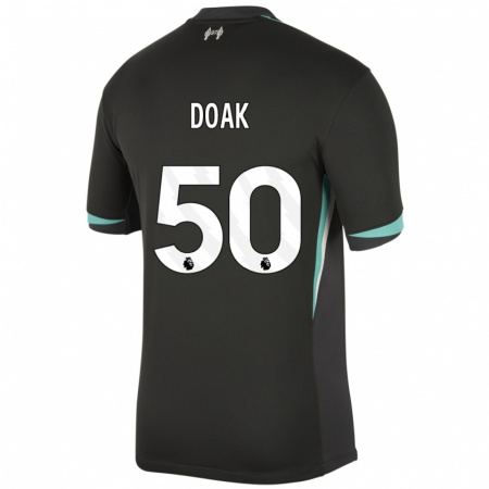 Kandiny Gyermek Ben Doak #50 Fekete Antracit Fehér Idegenbeli Jersey 2024/25 Mez Póló Ing