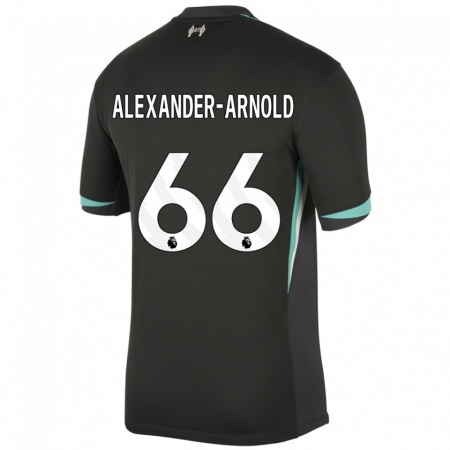 Kandiny Gyermek Trent Alexander-Arnold #66 Fekete Antracit Fehér Idegenbeli Jersey 2024/25 Mez Póló Ing