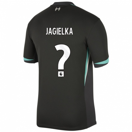 Kandiny Gyermek Zac Jagielka #0 Fekete Antracit Fehér Idegenbeli Jersey 2024/25 Mez Póló Ing