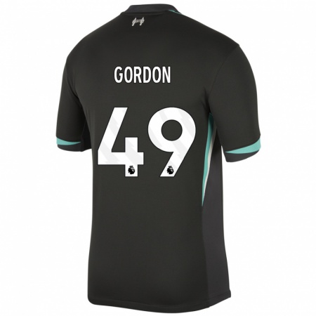 Kandiny Gyermek Kaide Gordon #49 Fekete Antracit Fehér Idegenbeli Jersey 2024/25 Mez Póló Ing