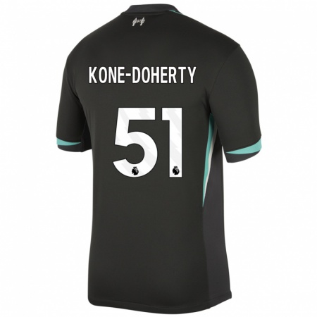 Kandiny Gyermek Trent Kone-Doherty #51 Fekete Antracit Fehér Idegenbeli Jersey 2024/25 Mez Póló Ing