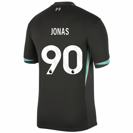 Kandiny Gyermek Lee Jonas #90 Fekete Antracit Fehér Idegenbeli Jersey 2024/25 Mez Póló Ing