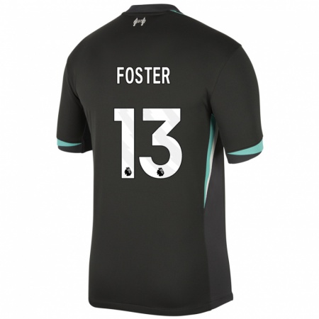 Kandiny Gyermek Rylee Foster #13 Fekete Antracit Fehér Idegenbeli Jersey 2024/25 Mez Póló Ing