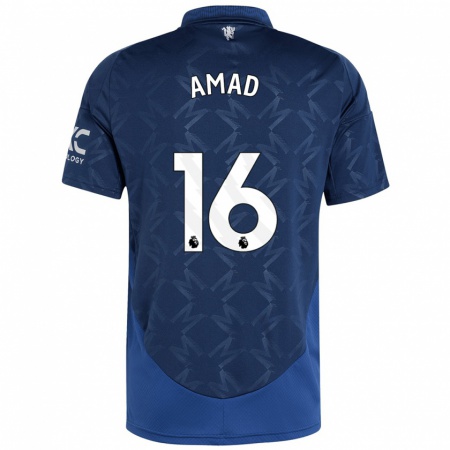 Kandiny Gyermek Amad Diallo #16 Indigó Idegenbeli Jersey 2024/25 Mez Póló Ing