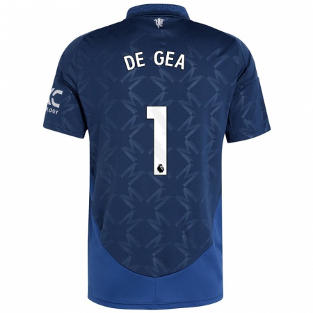 Kandiny Gyermek David De Gea #1 Indigó Idegenbeli Jersey 2024/25 Mez Póló Ing