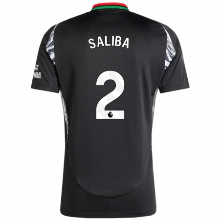 Kandiny Gyermek William Saliba #2 Fekete Idegenbeli Jersey 2024/25 Mez Póló Ing