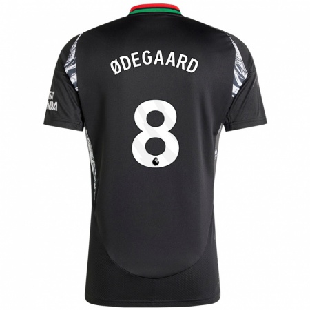 Kandiny Gyermek Martin Ødegaard #8 Fekete Idegenbeli Jersey 2024/25 Mez Póló Ing