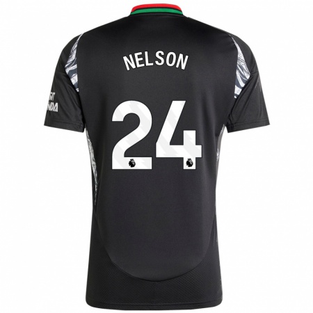 Kandiny Gyermek Reiss Nelson #24 Fekete Idegenbeli Jersey 2024/25 Mez Póló Ing