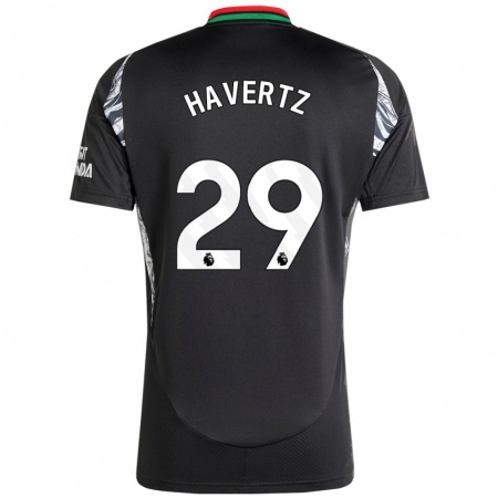 Kandiny Gyermek Kai Havertz #29 Fekete Idegenbeli Jersey 2024/25 Mez Póló Ing