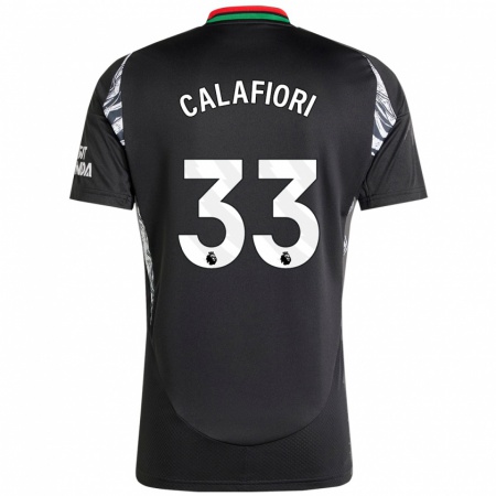 Kandiny Gyermek Riccardo Calafiori #33 Fekete Idegenbeli Jersey 2024/25 Mez Póló Ing