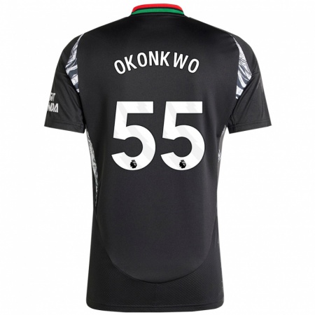 Kandiny Gyermek Brian Okonkwo #55 Fekete Idegenbeli Jersey 2024/25 Mez Póló Ing