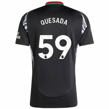 Kandiny Gyermek Elián Quesada #59 Fekete Idegenbeli Jersey 2024/25 Mez Póló Ing