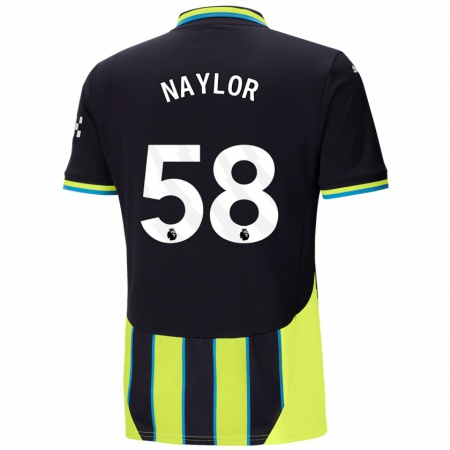 Kandiny Gyermek Seb Naylor #58 Kék Sárga Idegenbeli Jersey 2024/25 Mez Póló Ing