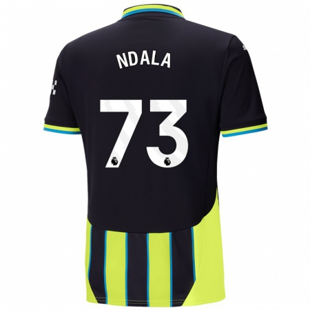 Kandiny Gyermek Joel Ndala #73 Kék Sárga Idegenbeli Jersey 2024/25 Mez Póló Ing