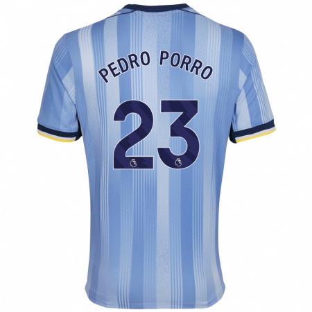 Kandiny Gyermek Pedro Porro #23 Világoskék Idegenbeli Jersey 2024/25 Mez Póló Ing