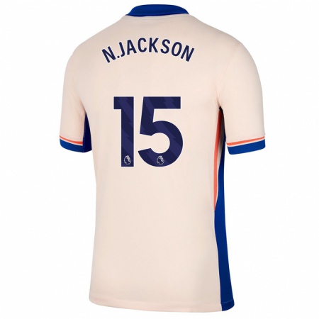 Kandiny Gyermek Nicolas Jackson #15 Világos Bézs Idegenbeli Jersey 2024/25 Mez Póló Ing