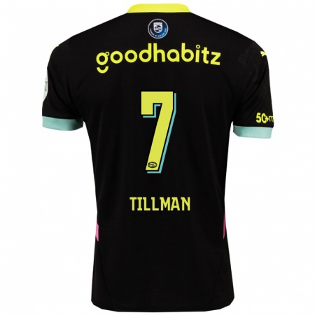 Kandiny Gyermek Malik Tillman #7 Fekete Sárga Idegenbeli Jersey 2024/25 Mez Póló Ing