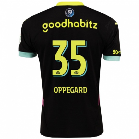 Kandiny Gyermek Fredrik Oppegård #35 Fekete Sárga Idegenbeli Jersey 2024/25 Mez Póló Ing