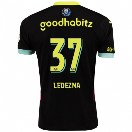 Kandiny Gyermek Richard Ledezma #37 Fekete Sárga Idegenbeli Jersey 2024/25 Mez Póló Ing