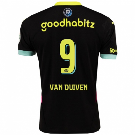 Kandiny Gyermek Jason Van Duiven #9 Fekete Sárga Idegenbeli Jersey 2024/25 Mez Póló Ing