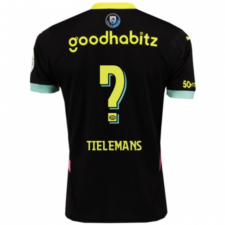 Kandiny Gyermek Mathijs Tielemans #0 Fekete Sárga Idegenbeli Jersey 2024/25 Mez Póló Ing