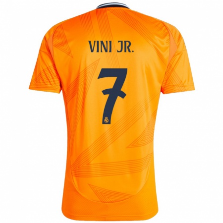 Kandiny Gyermek Vinicius Junior #7 Narancs Idegenbeli Jersey 2024/25 Mez Póló Ing