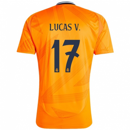 Kandiny Gyermek Lucas Vázquez #17 Narancs Idegenbeli Jersey 2024/25 Mez Póló Ing