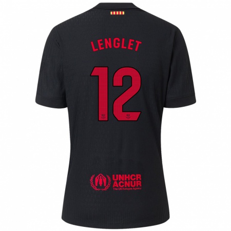 Kandiny Gyermek Clément Lenglet #12 Fekete Piros Idegenbeli Jersey 2024/25 Mez Póló Ing