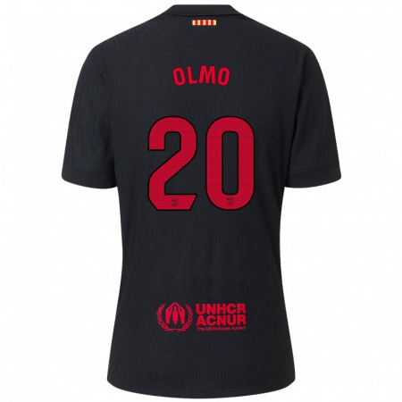 Kandiny Gyermek Dani Olmo #20 Fekete Piros Idegenbeli Jersey 2024/25 Mez Póló Ing