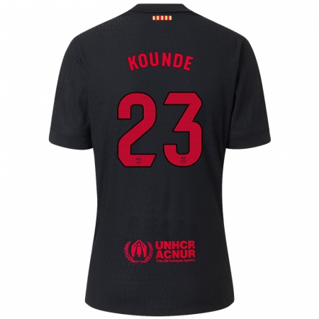 Kandiny Gyermek Jules Koundé #23 Fekete Piros Idegenbeli Jersey 2024/25 Mez Póló Ing