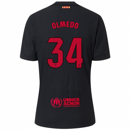 Kandiny Gyermek Alexis Olmedo #34 Fekete Piros Idegenbeli Jersey 2024/25 Mez Póló Ing