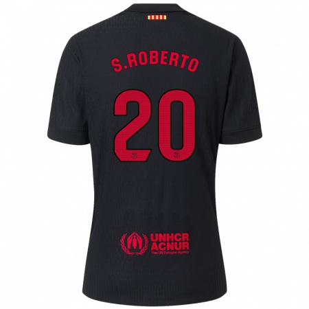 Kandiny Gyermek Sergi Roberto #20 Fekete Piros Idegenbeli Jersey 2024/25 Mez Póló Ing