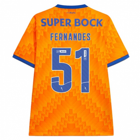 Kandiny Gyermek Diogo Fernandes #51 Narancs Idegenbeli Jersey 2024/25 Mez Póló Ing