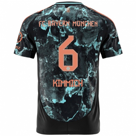 Kandiny Gyermek Joshua Kimmich #6 Fekete Idegenbeli Jersey 2024/25 Mez Póló Ing