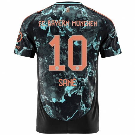 Kandiny Gyermek Leroy Sané #10 Fekete Idegenbeli Jersey 2024/25 Mez Póló Ing