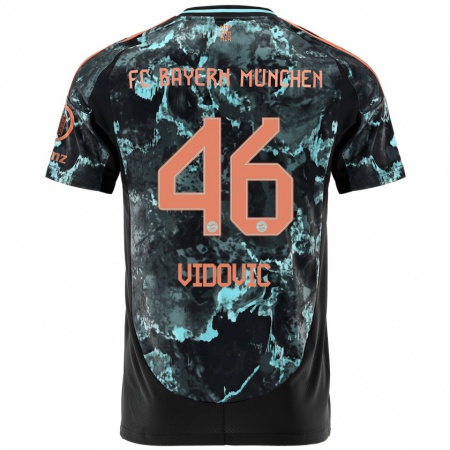 Kandiny Gyermek Gabriel Vidovic #46 Fekete Idegenbeli Jersey 2024/25 Mez Póló Ing