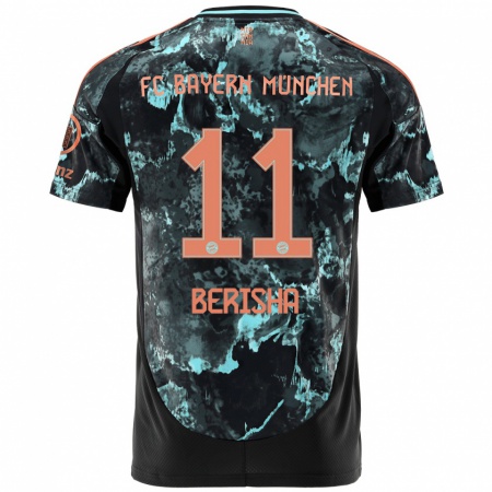 Kandiny Gyermek Dion Berisha #11 Fekete Idegenbeli Jersey 2024/25 Mez Póló Ing