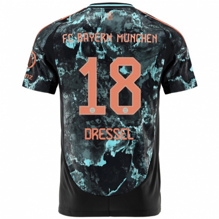 Kandiny Gyermek Timon Dressel #18 Fekete Idegenbeli Jersey 2024/25 Mez Póló Ing